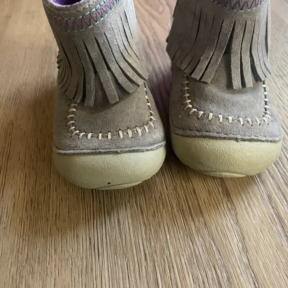 Stride Rite Baby Girl Leather Tasha Gray Bootie Shoes 4M